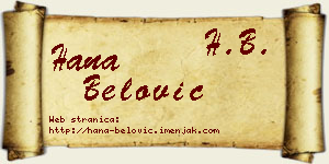 Hana Belović vizit kartica